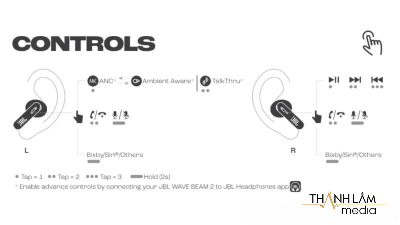 Tai nghe JBL Wave Beam 2, Không dây, Chống ồn, Pin 40h, Bluetooth 6